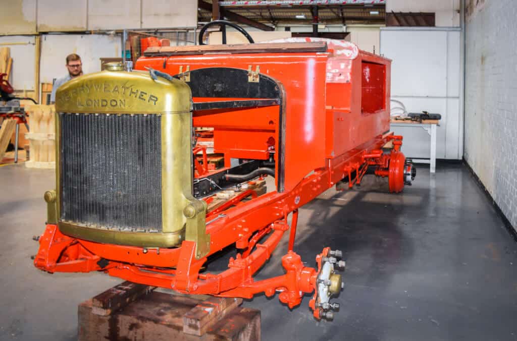 Vintage Merryweather fire engine chassis