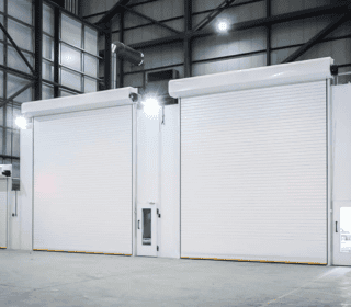 spray booths in an industrial warehouse setting