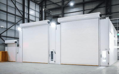 spray booths in an industrial warehouse setting