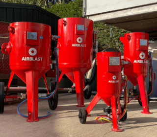 4 blast pots lined up outside